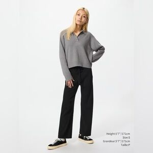 Uniqlo Black Ribbed Knit Pants